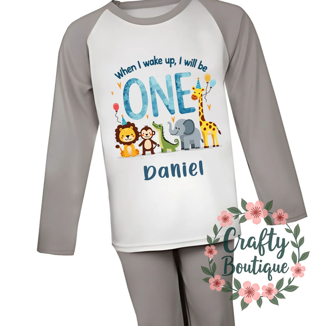 1st Birthday PJs, When I Wake Up i Will Be One, Animals One Pajamas - 1016