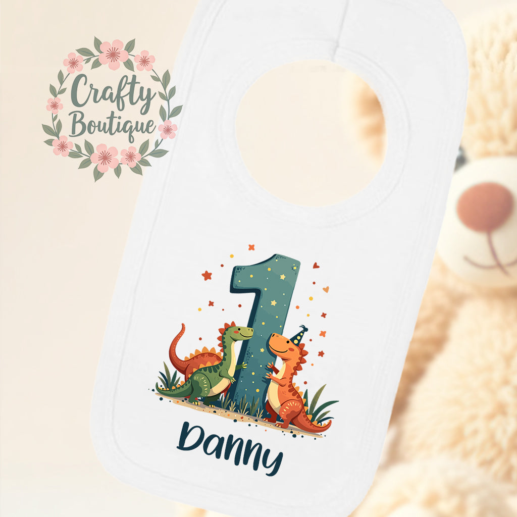 1st Birthday Outfit, Boys Dinosaur Number One Bodysuit, First Birthday Boys Vest / Bib - 1085