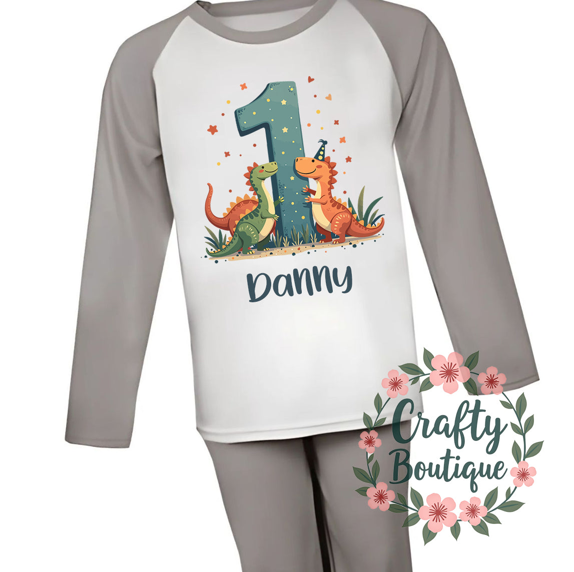 1st Birthday PJs, When I Wake Up i Will Be One, Dinosaur Pajamas - 1085