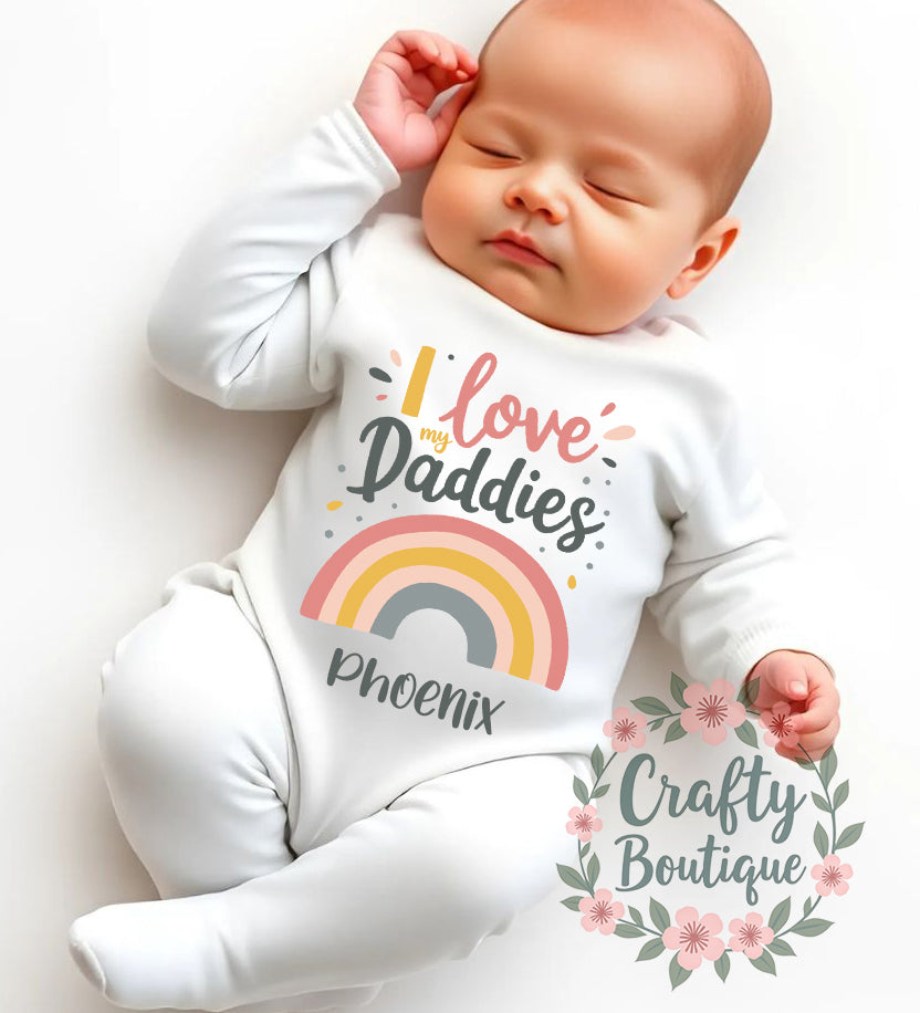 I Love My Daddies, Personalised Baby Grow, New Baby Bodysuit - 1106