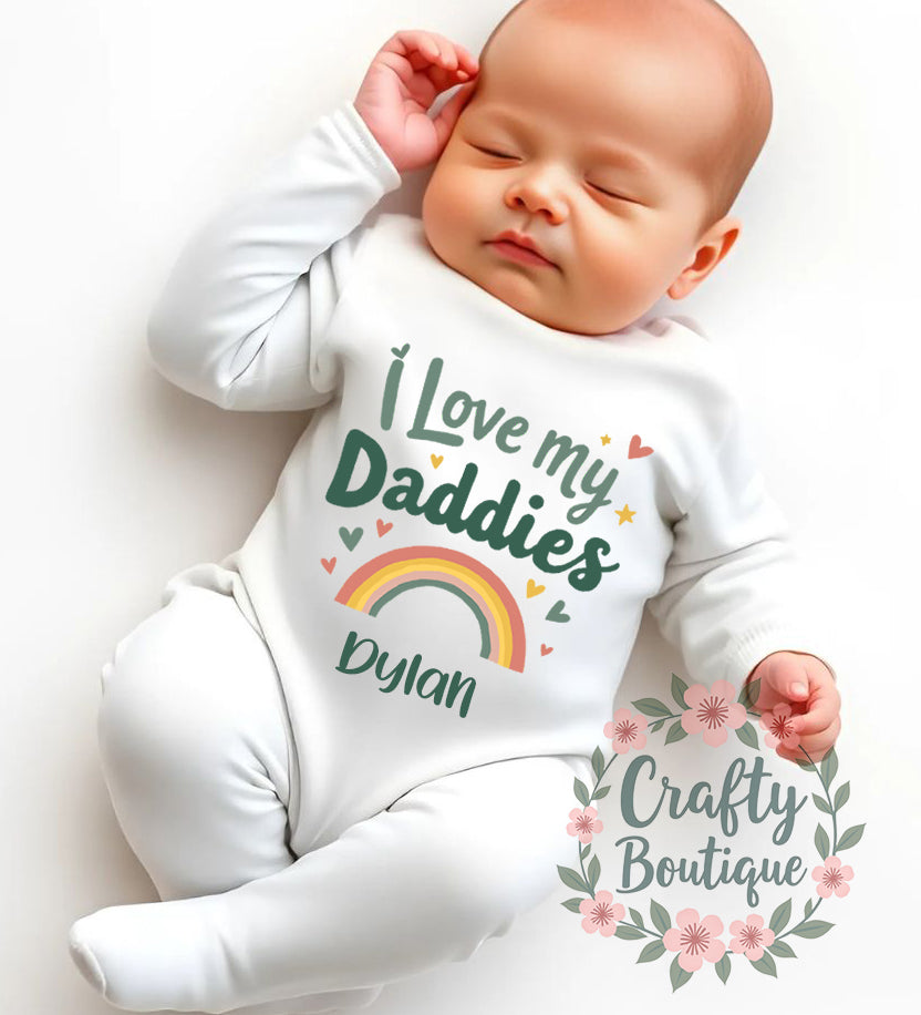 I Love My Daddies, Personalised Baby Grow, New Baby Bodysuit - 1107
