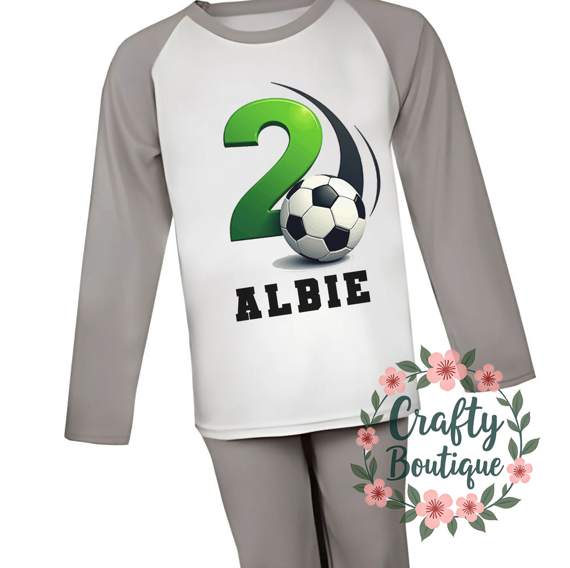 2nd Birthday PJs, Toddler Personalised Football Pajamas - 1115