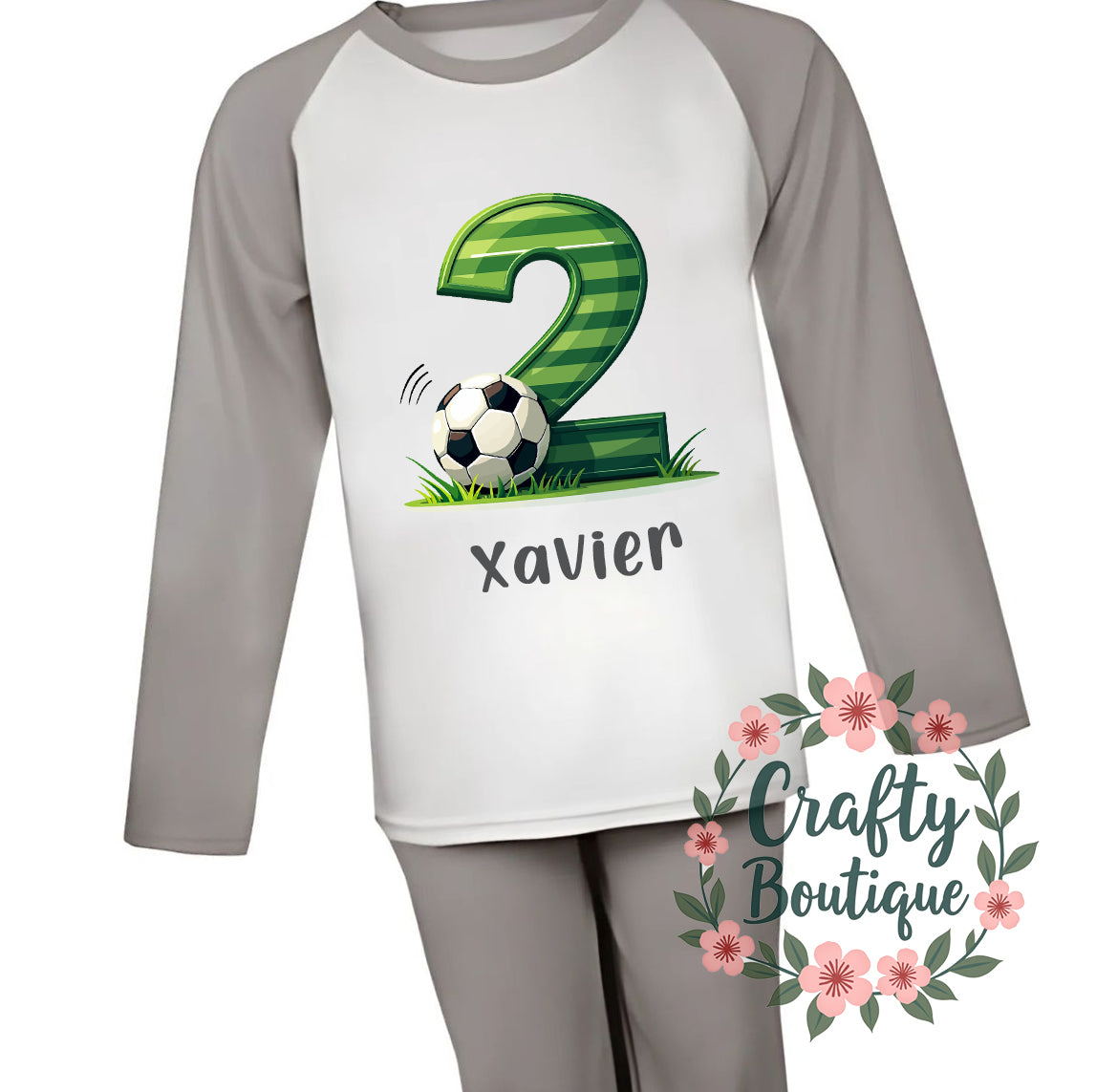 2nd Birthday PJs, Toddler Personalised Football Pajamas - 1120