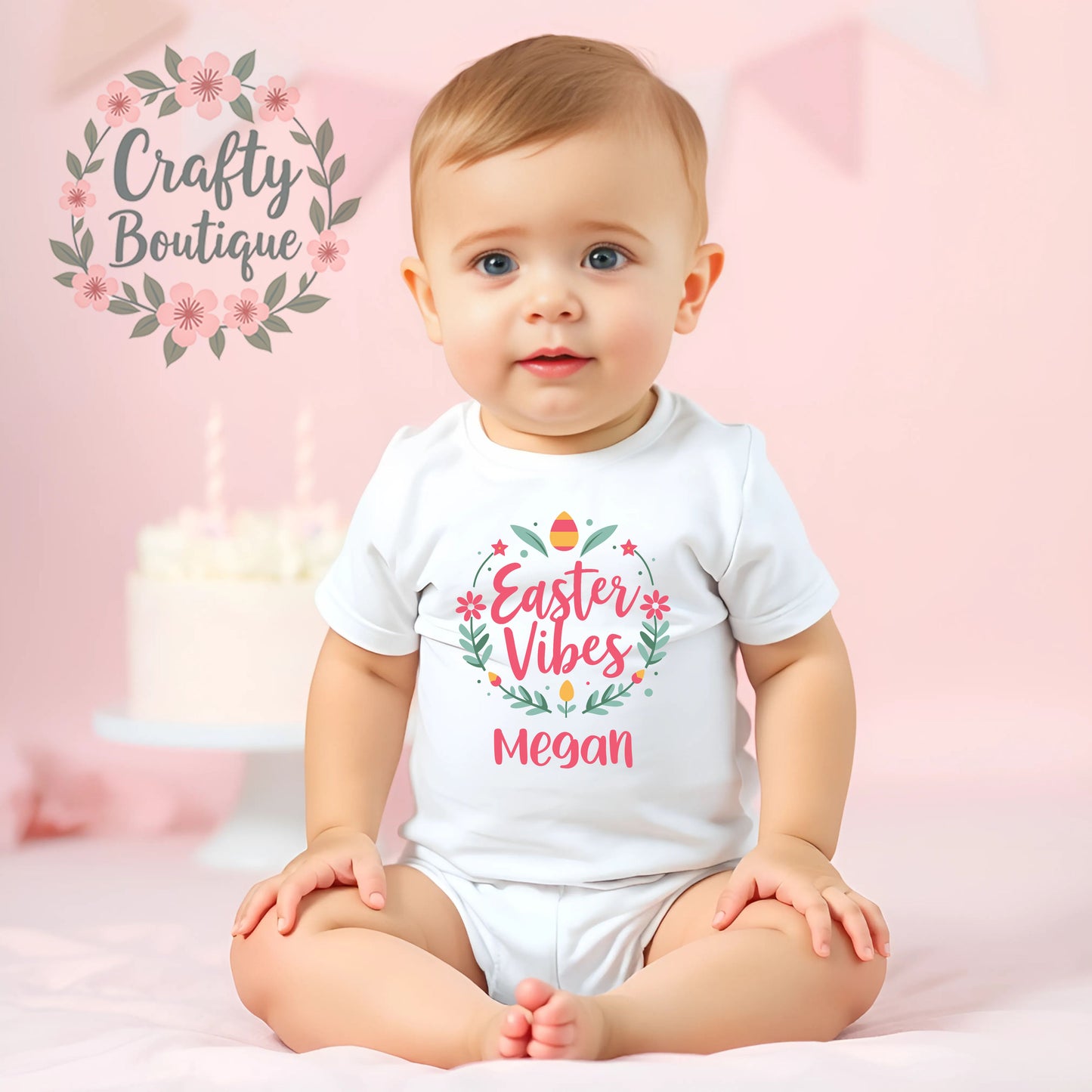Easter Vibes Kids Tshirt PJs, Girls Personalised Easter Pajamas - 1152