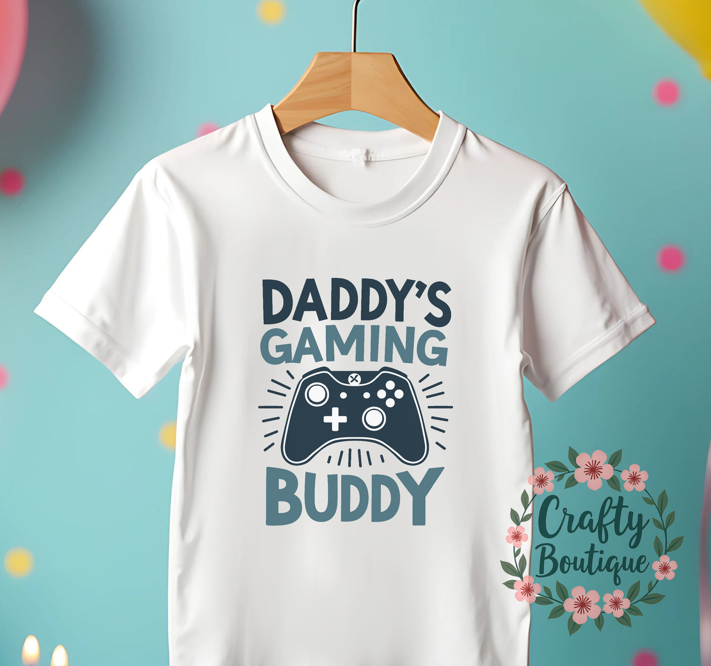 Daddy's Gaming Buddy, Funny Baby Grow, Tshirt, Baby Bodysuit, Romper, Bib - 1196