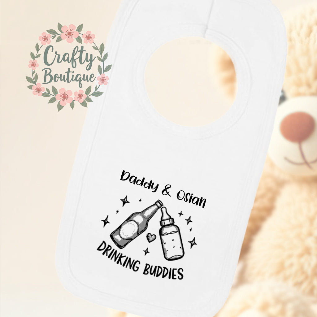 Personalised Drinking Buddies Father's Day Tshirt, Our First Fathers Day Baby Grow - 1197