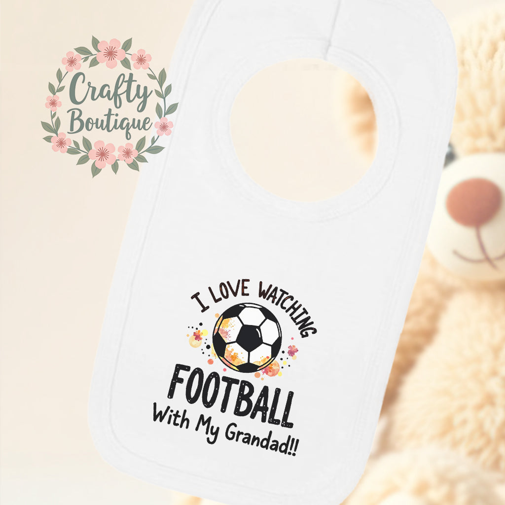 I Love Watching Football With Grandad Cute Baby Grow, New Baby Gift Set - 1202