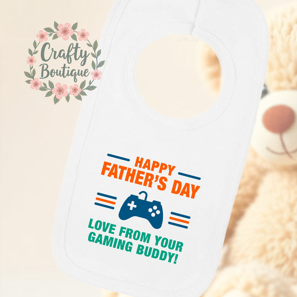 Happy Father's Day Baby Grow, Gaming Buddy Romper, Bib, Set - 1211