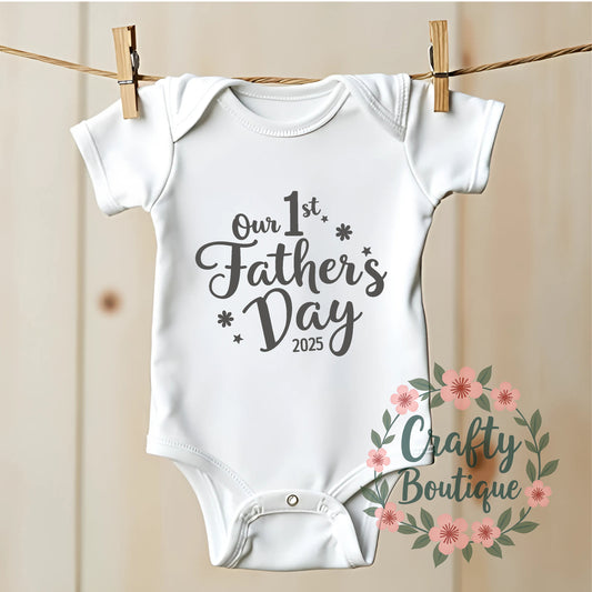 Father's Day Tshirt, Our First Fathers Day Baby Grow - 1228