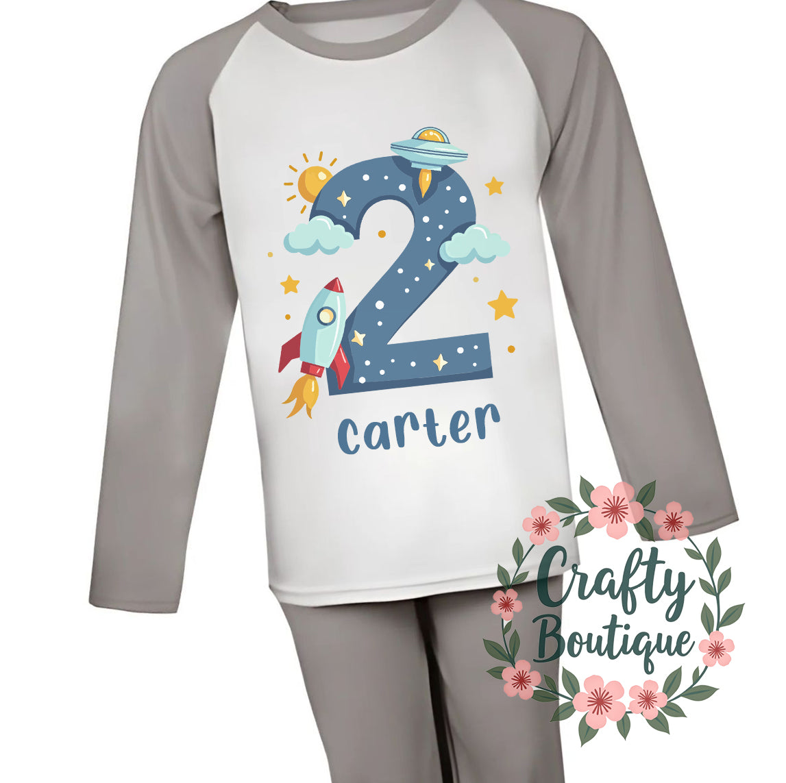 2nd Birthday PJs, 2 Year Old Personalised Boys Pajamas - 1051