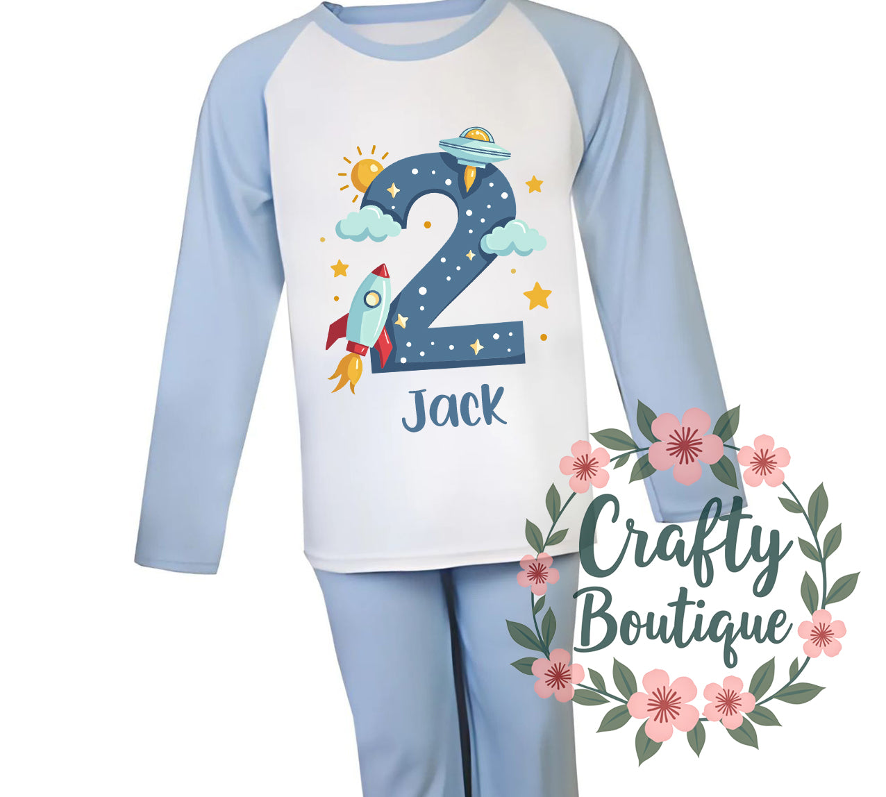 2nd Birthday PJs, 2 Year Old Personalised Boys Pajamas - 1051