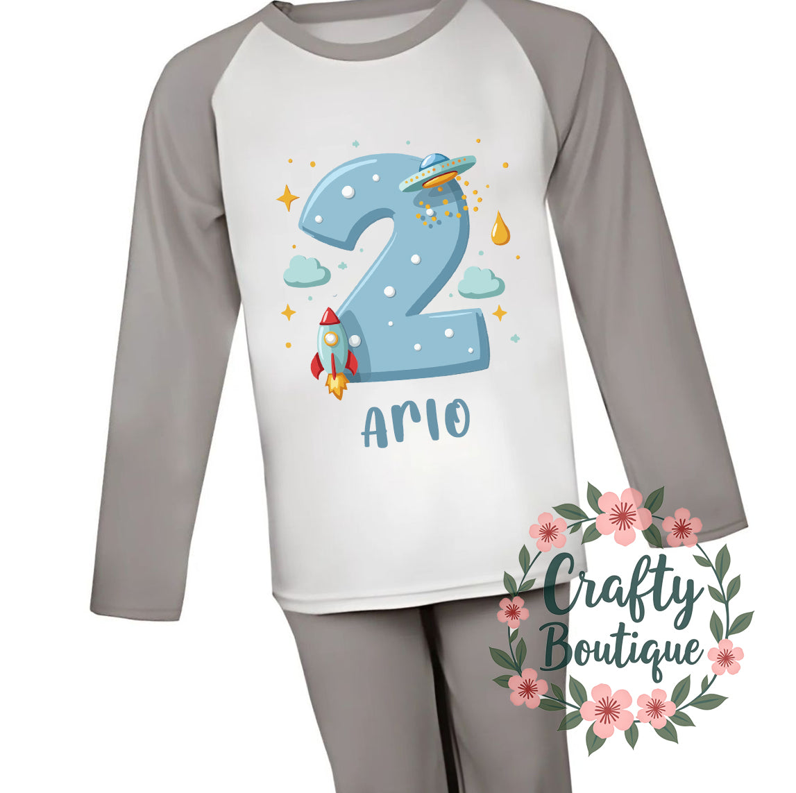 2nd Birthday PJs, 2 Year Old Personalised Boys Pajamas - 1052