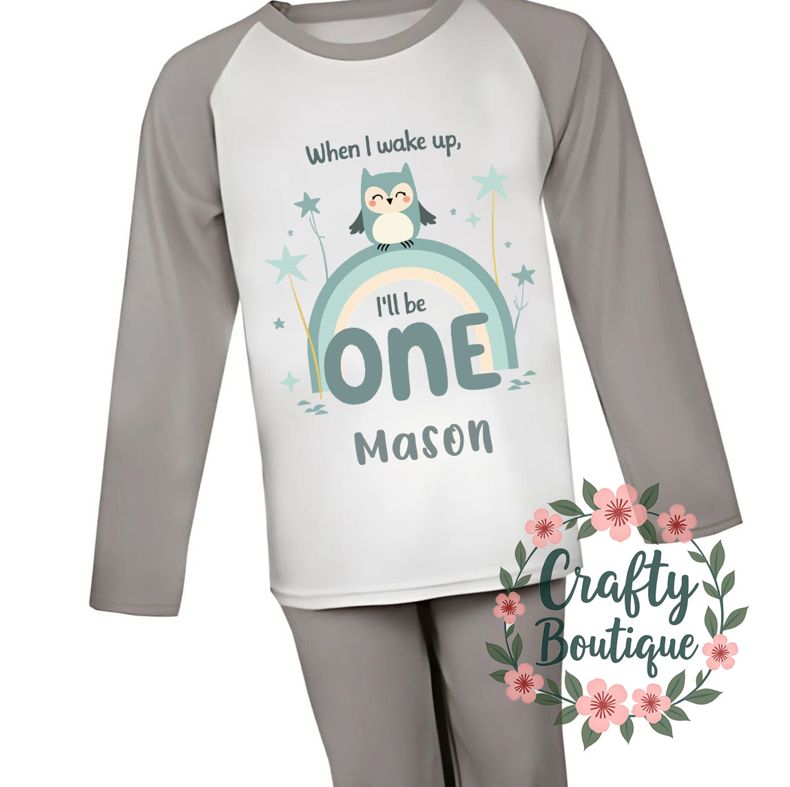 1st Birthday PJs, When I Wake Up i Will Be One, Cute Owl Pajamas - 1023
