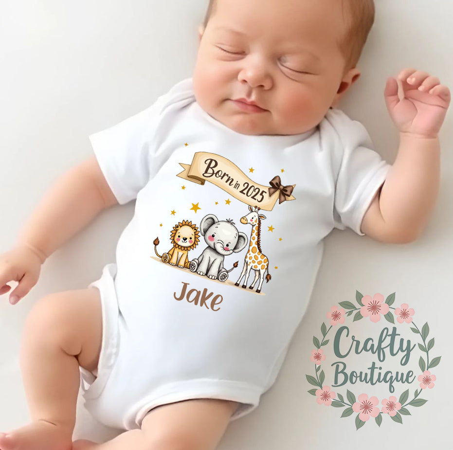 Personalised Baby Grow, Born In 2025 New Baby Bodysuit - 1099