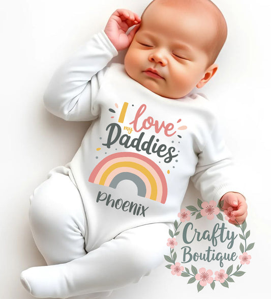 I Love My Daddies, Personalised Baby Grow, New Baby Bodysuit - 1106