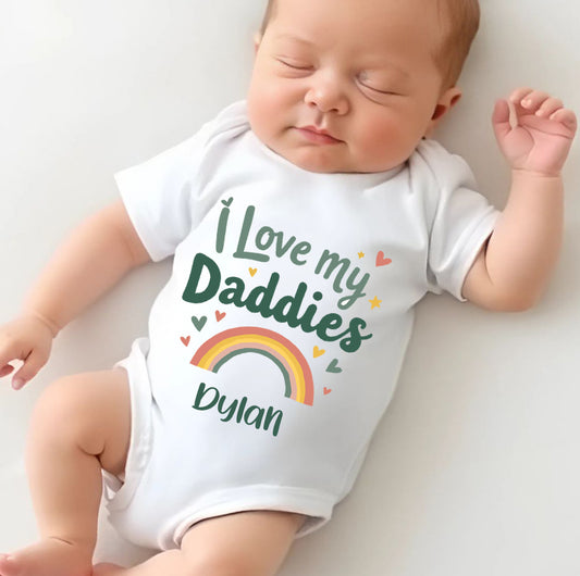 I Love My Daddies, Personalised Baby Grow, New Baby Bodysuit - 1107