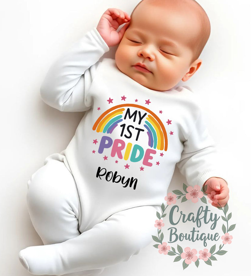 My First Pride, Personalised Baby Grow, New Baby Bodysuit - 1111