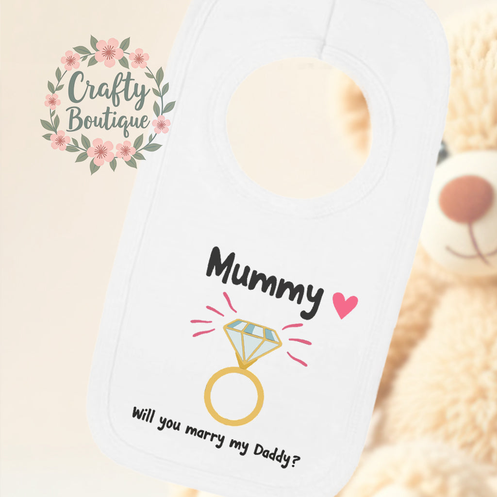 Mummy Will You Marry Daddy Proposal Baby Bodysuit, Sleepsuit, Bib - 1113