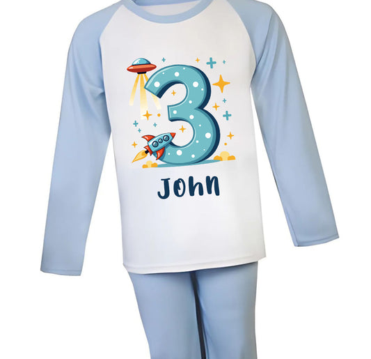 3rd Birthday PJs, Personalised Boys Pajamas, I am Three - 1114