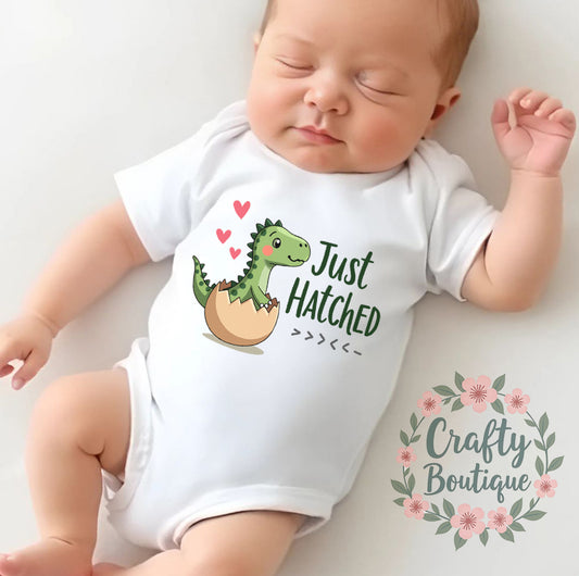 Just Hatched Dinosaur New Baby Bodysuit, Sleepsuit, Bib - 1128