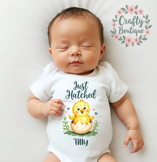 Just Hatched Personalised New Baby Easter Bodysuit, Sleepsuit, Bib - 1130