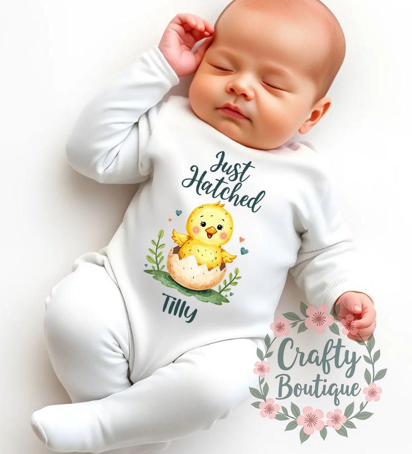 Just Hatched Personalised New Baby Easter Bodysuit, Sleepsuit, Bib - 1130