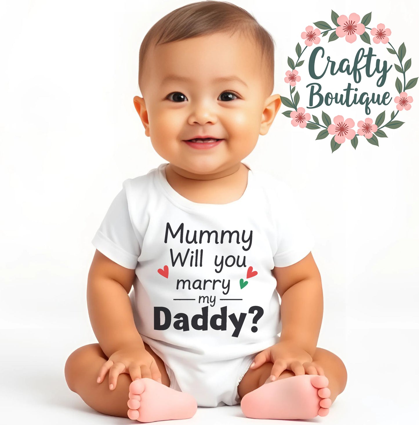 Mummy Will You Marry Daddy Proposal Baby Bodysuit, Sleepsuit, Bib - 1137