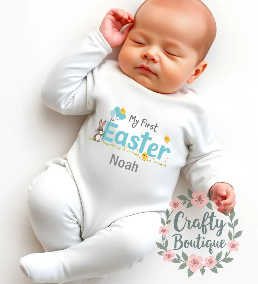 My First Easter New Baby Cute Bunny Bodysuit, Sleepsuit, Bib - 1148