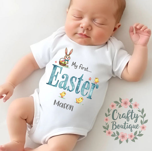 My First Easter New Baby Cute Bunny Bodysuit, Sleepsuit, Bib - 1151