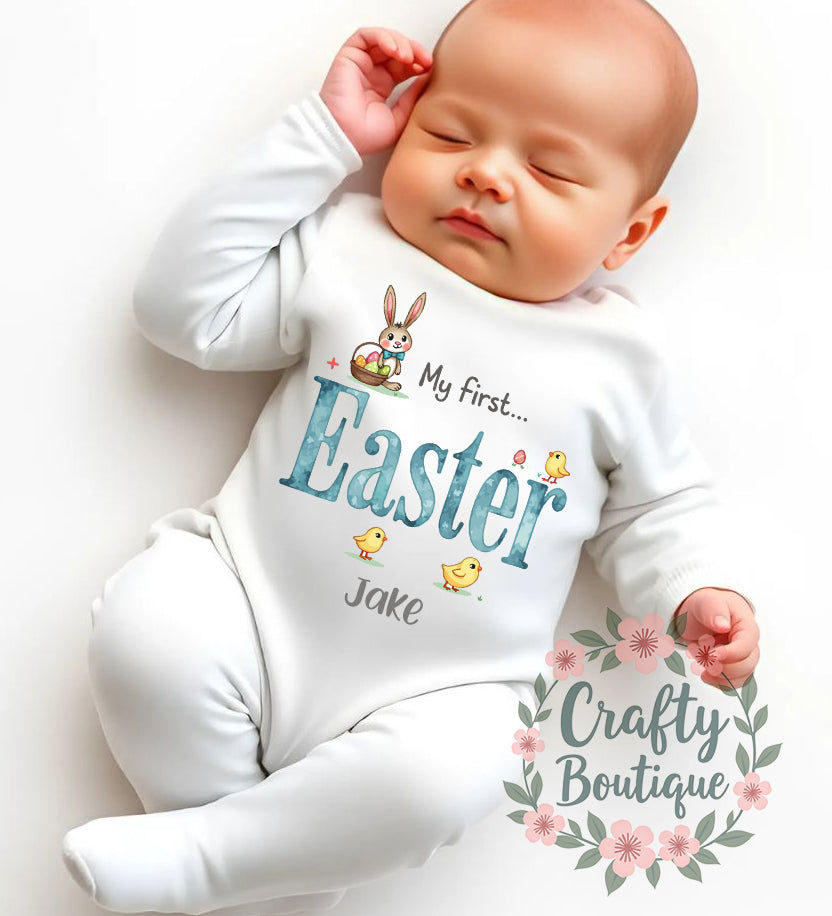 My First Easter New Baby Cute Bunny Bodysuit, Sleepsuit, Bib - 1151