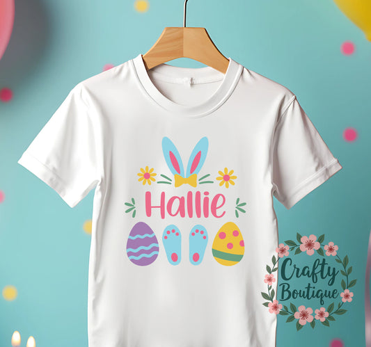 Personalised Easter Egg Hunt Tshirt, Easter Bunny Name Tee - 1154