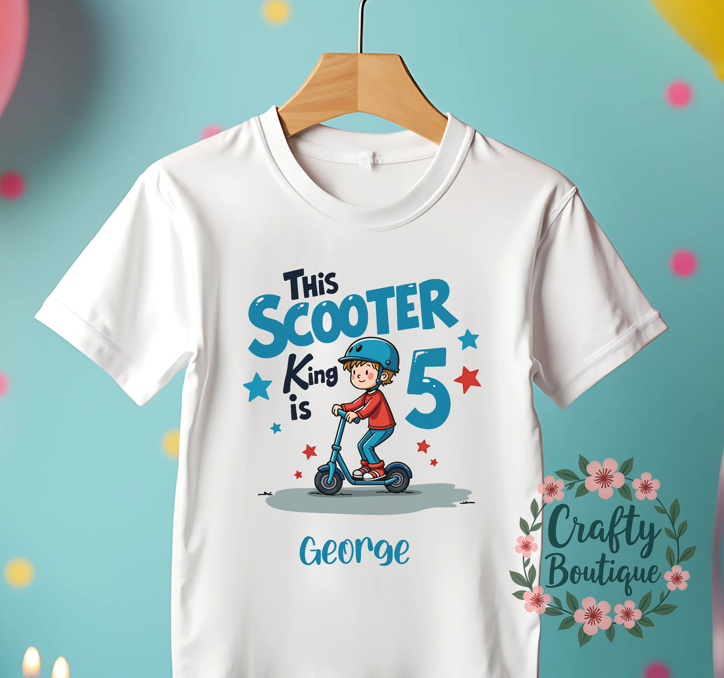 5th Birthday T-Shirt, Scooter King Shirt, Boys Birthday Tee - 1188