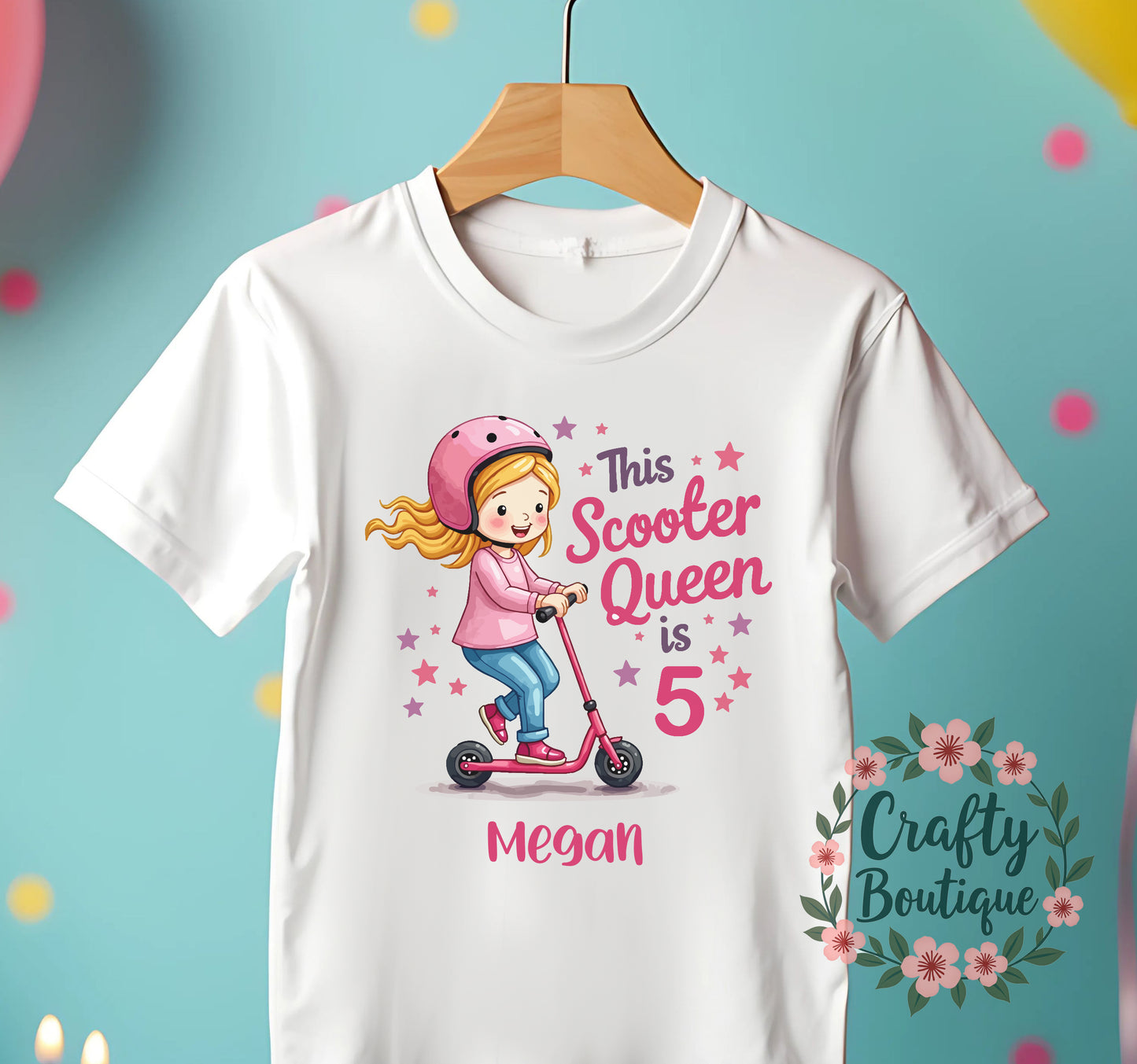 5th Birthday T-Shirt, Scooter Queen Shirt, Girls Birthday Tee - 1189