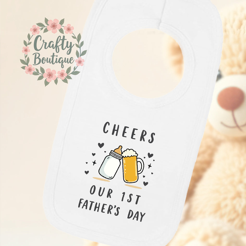Cheers Our First Fathers Day Baby Grow, Funny Fathers Day Gift - 1198