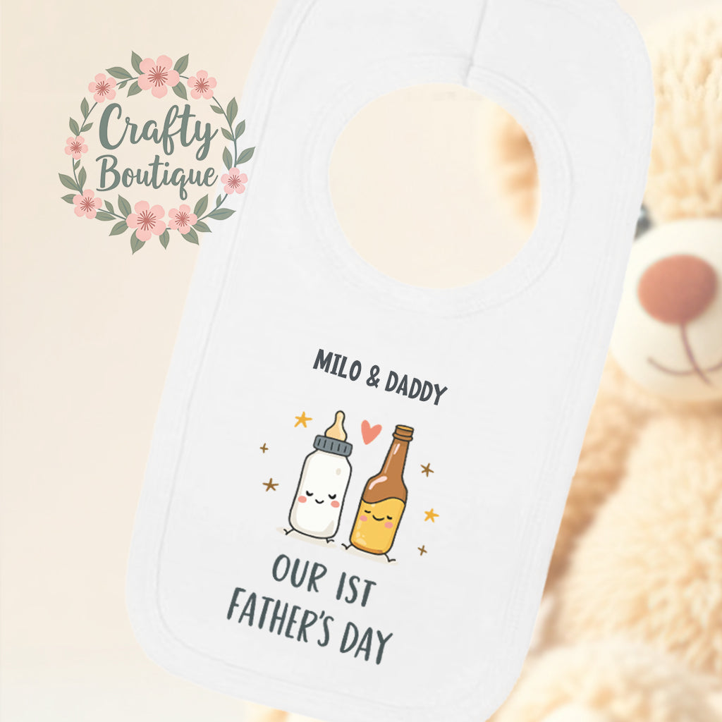 Personalised Drinking Buddies Father's Day Tshirt, Our First Fathers Day Baby Grow - 1199