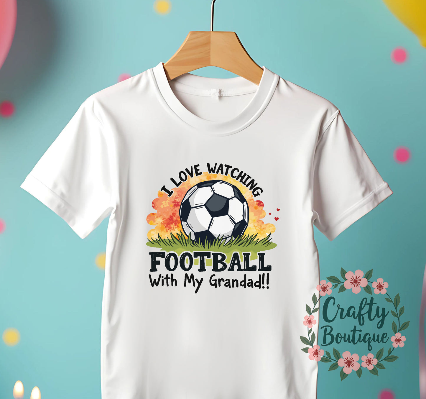 I Love Watching Football With Grandad, Cute Baby Grow, New Baby Gift Set - 1204