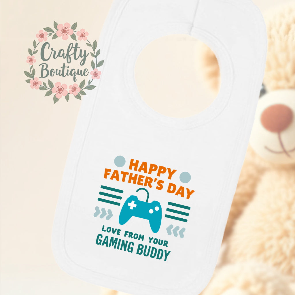 Happy Father's Day Baby Grow, Gaming Buddy Romper, Bib, Set - 1209