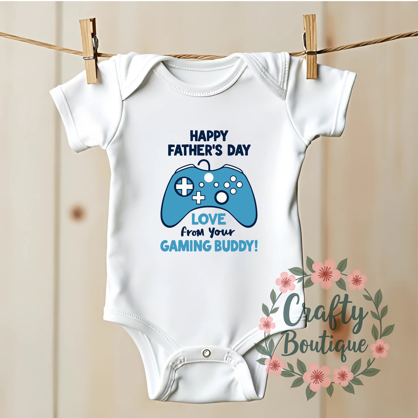 Happy Father's Day Baby Grow, Gaming Buddy Romper, Bib, Set - 1210
