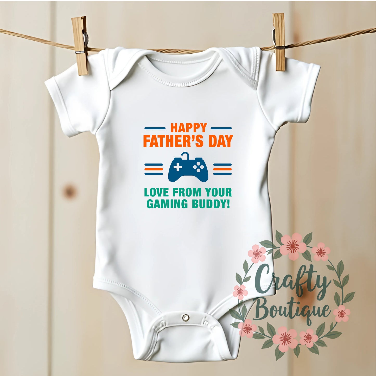 Happy Father's Day Baby Grow, Gaming Buddy Romper, Bib, Set - 1211