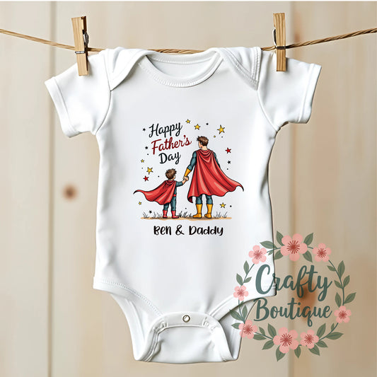 Personalised Father's Day Tshirt, First Fathers Day Baby Grow - 1222