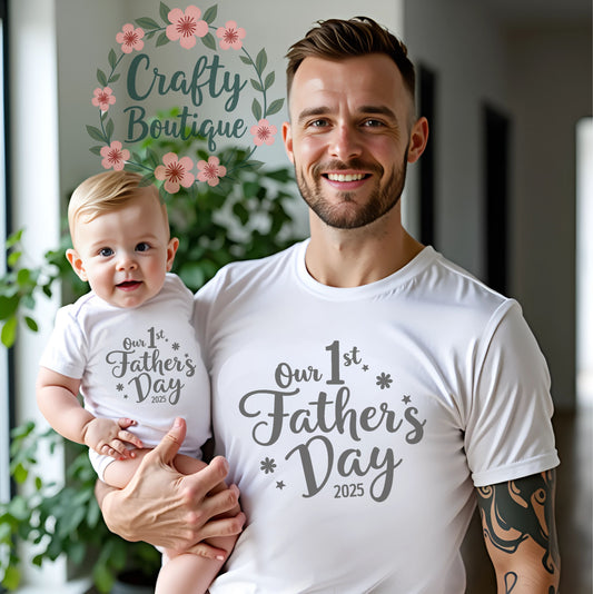 Father's Day Tshirt, Our First Fathers Day Baby Grow - 1228