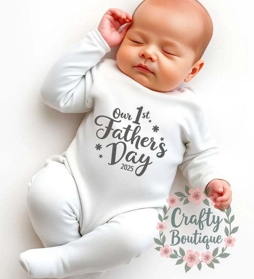 Father's Day Tshirt, Our First Fathers Day Baby Grow - 1228