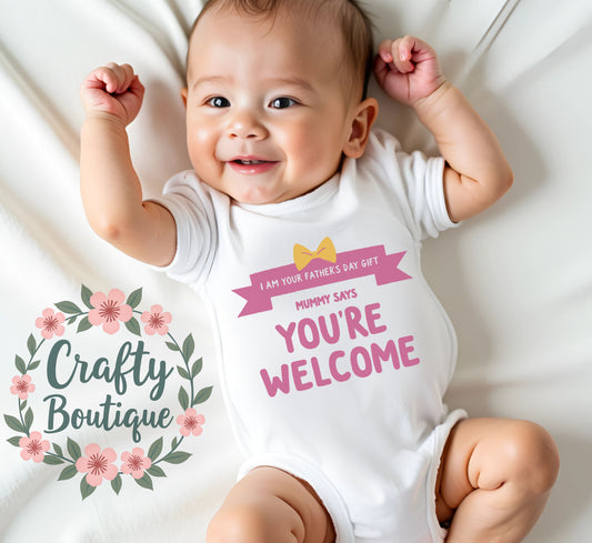 Happy First Father's Day, Funny Baby Grow, Tshirt, Baby Bodysuit, Romper, Bib - 1231