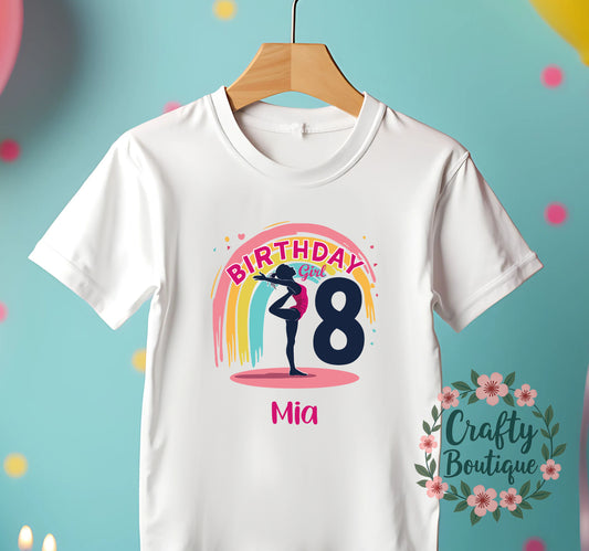 8th Birthday T-Shirt, Gymnastics Tshirt, Girls Birthday Tee - 1243
