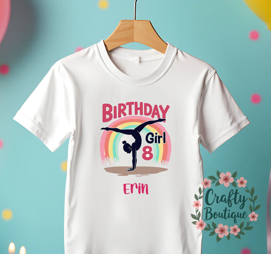 8th Birthday T-Shirt, Gymnastics Tshirt, Girls Birthday Party Tee - 1244