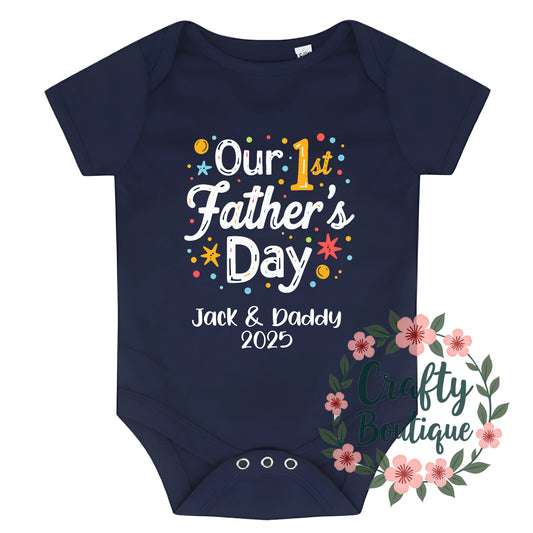 Our 1st Father's Day,  Personalised Baby Bodysuit, 1st Father's Day Tshirt - 1357