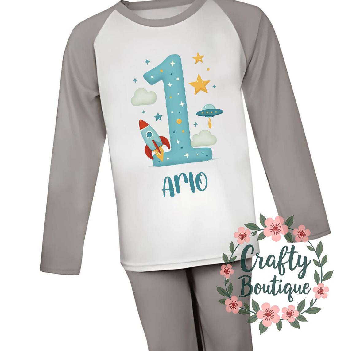 1st Birthday PJs, When I Wake Up i Will Be One, Blue Number One Pajamas - 1002