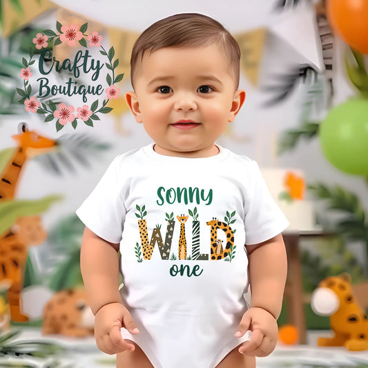 Wild One Outfit, 1st Birthday Bodysuit,  First Birthday Vest / Bib - 1003