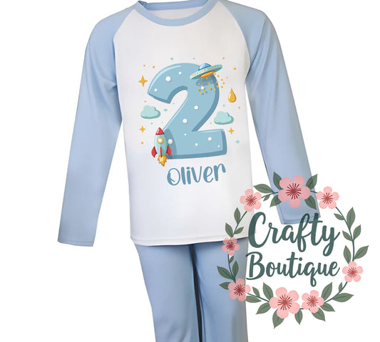 2nd Birthday PJs, 2 Year Old Personalised Boys Pajamas - 1052