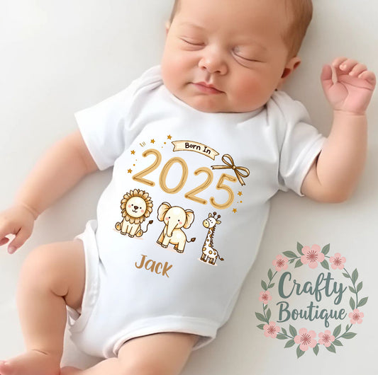 Personalised Baby Grow, Born In 2025 New Baby Bodysuit - 1078